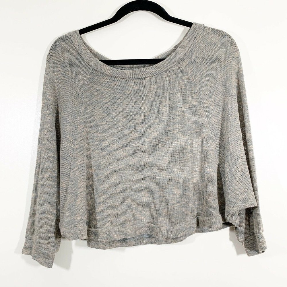 Paper Crane Gray Marled Oversized Crop Scoop Top M